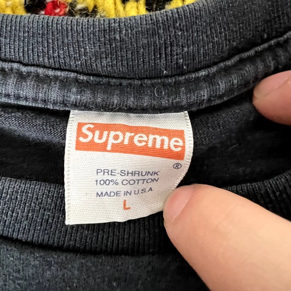 supreme box logo 2014 20th anniversary t shirt size large stained - Picture 3 of 5